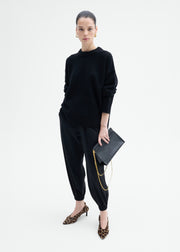Boyfriend Crew Neck in Wool Cashmere - Black - CO Collections